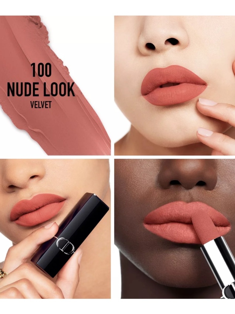 Dior Rouge Dior 100 Nude Look (rosy nude) Velvet Matte Lipstick Deluxe Mini - Picture 3 of 8